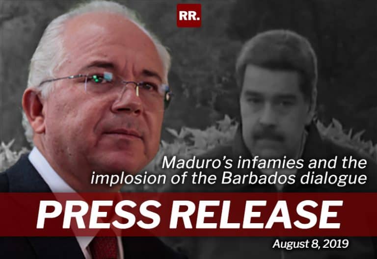 Press release on Maduro’s infamies and the implosion of the Barbados dialogue