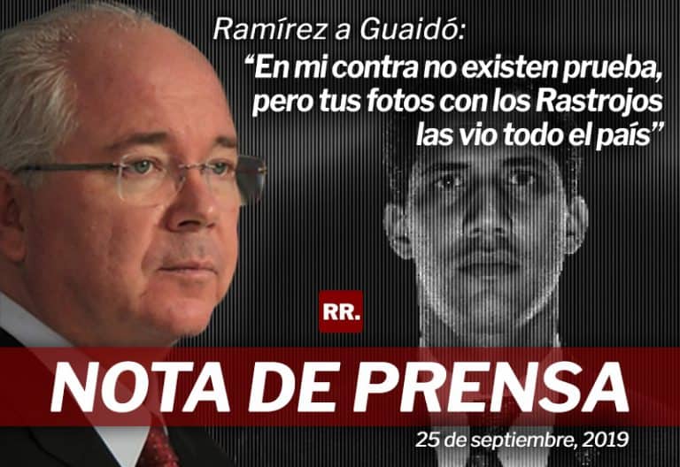 Ramírez a Guaidó: “En mi contra no existen pruebas, pero tus fotos con los Rastrojos las vio todo el país”