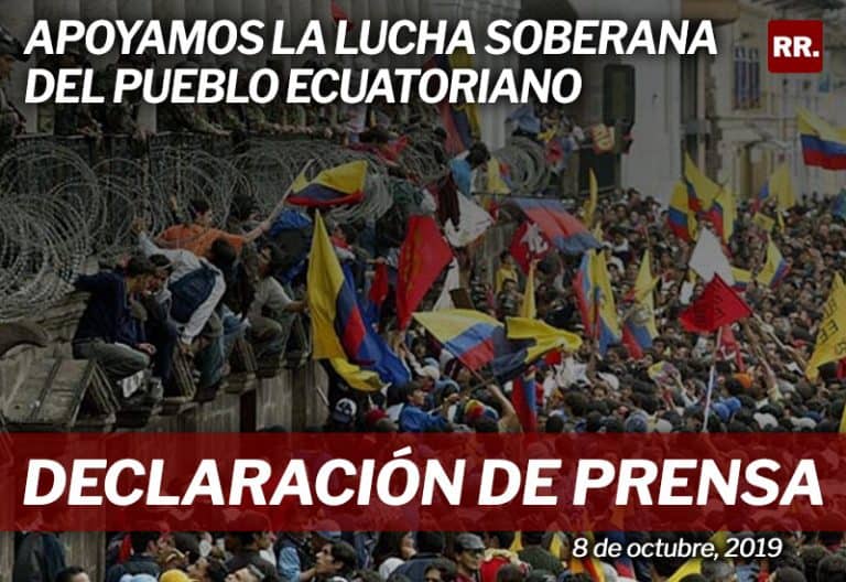 Apoyamos la lucha soberana del pueblo ecuatoriano